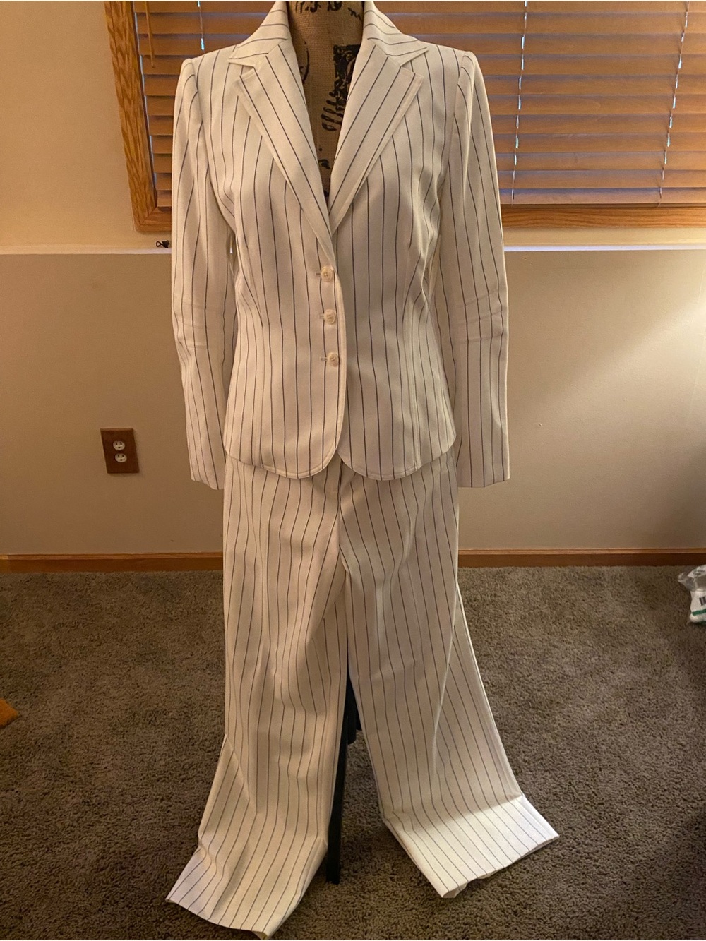 Moda International White Pinstripe Women's Pantsuit